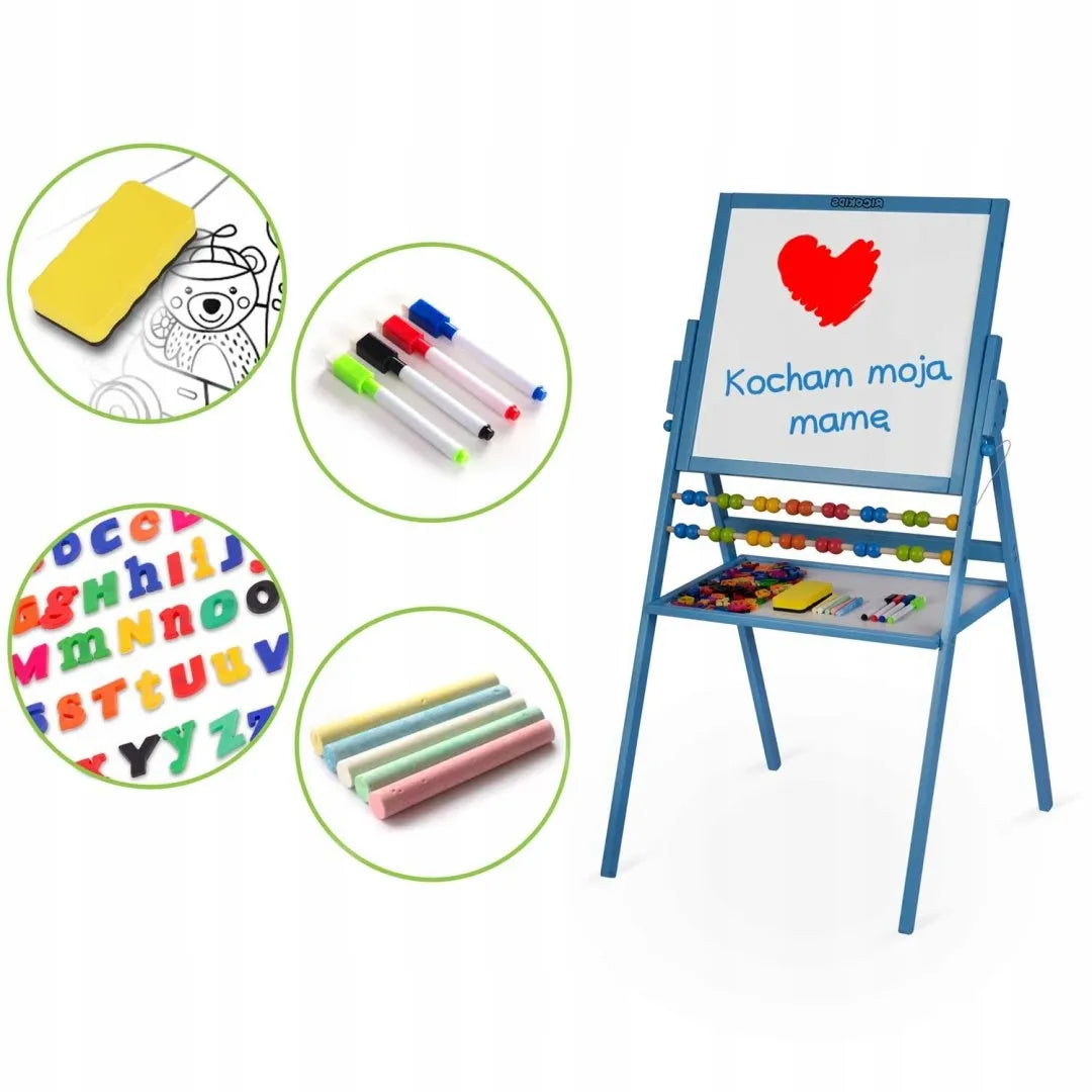 Pasukama magnetinė ir kreidinė lenta Ricokids – mėlyna