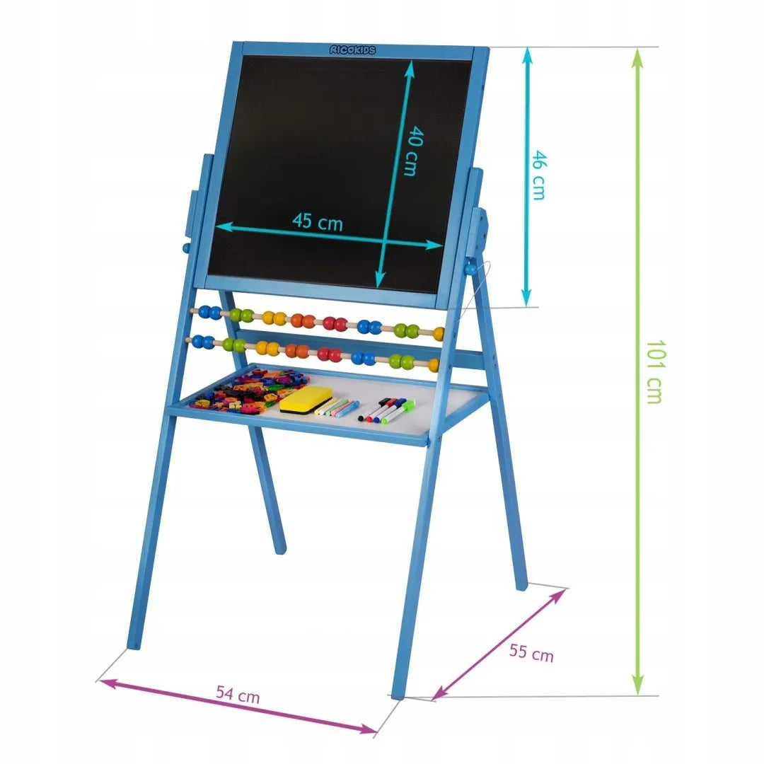 Pasukama magnetinė ir kreidinė lenta Ricokids – mėlyna