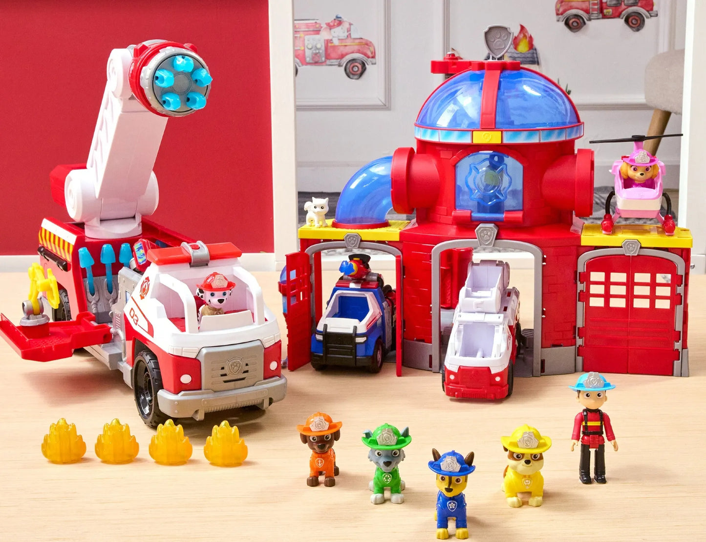PAW PATROL MARSHALL PLIUŠINIS ŽAISLAS FIRE RESCUE DIDELIS 25 CM