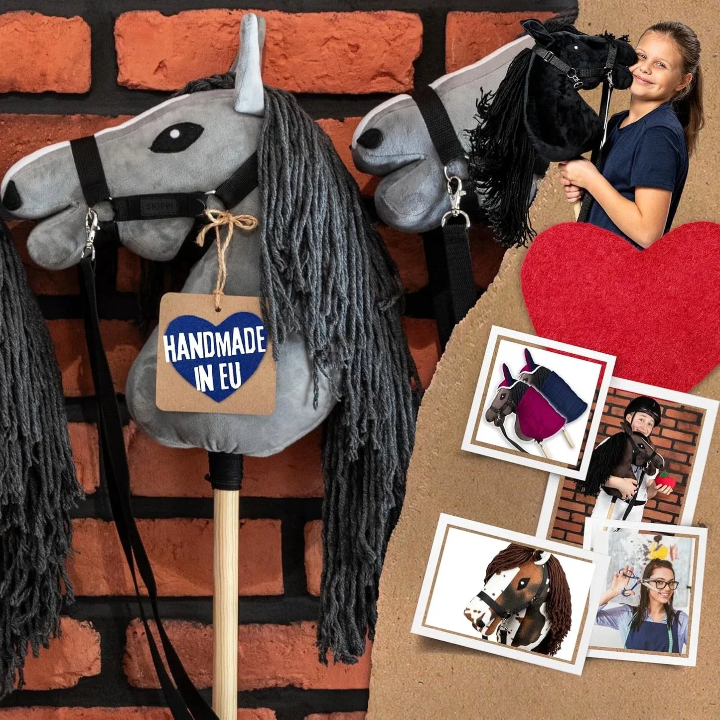 Pilkas A3 – lenkiškas „Hobby Horse“ – arkliukas ant lazdos – Skippi