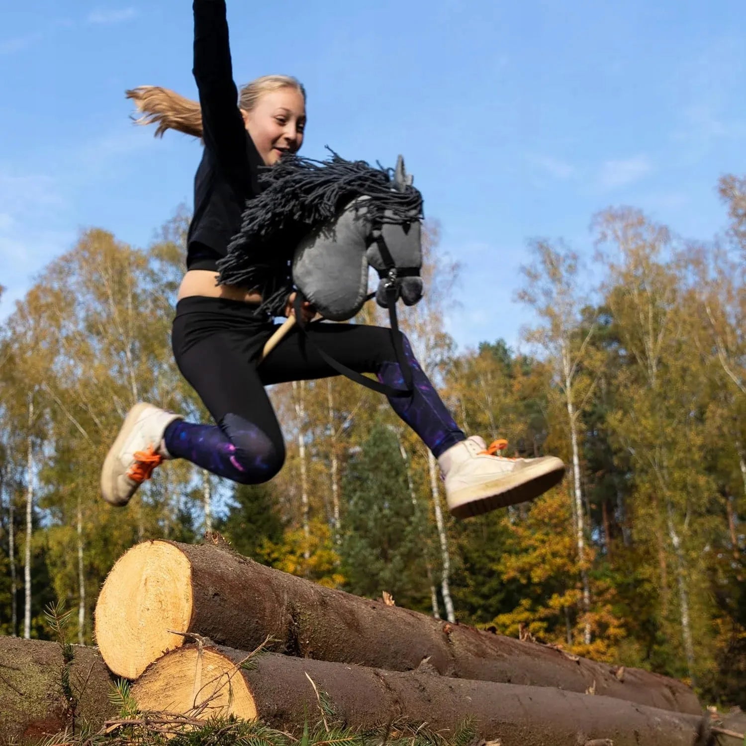 Pilkas A3 – lenkiškas „Hobby Horse“ – arkliukas ant lazdos – Skippi