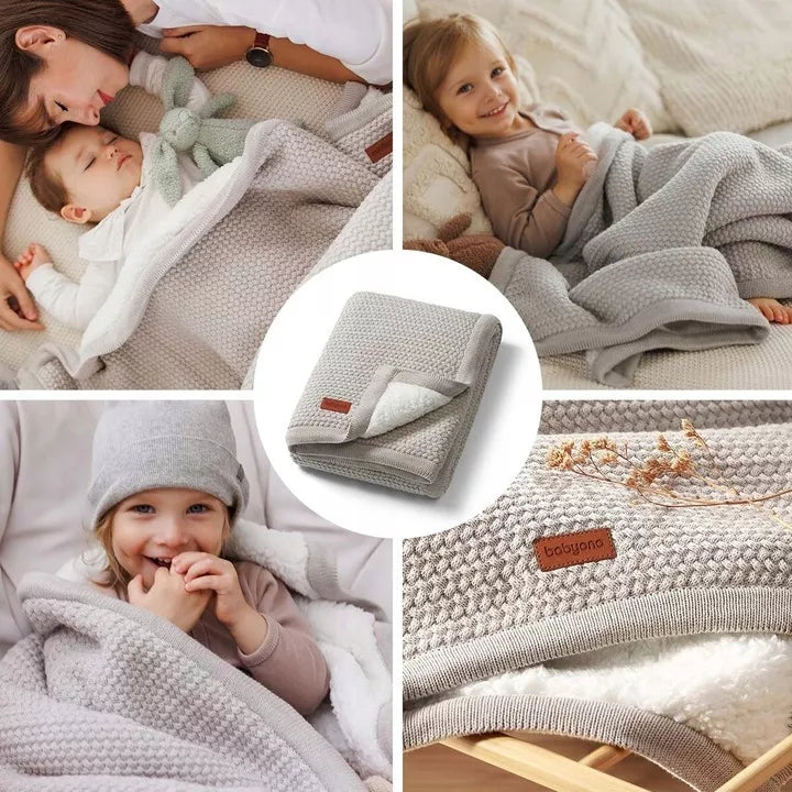 Pilkas medvilninis apšiltintas vaikiškas Babyono pledas