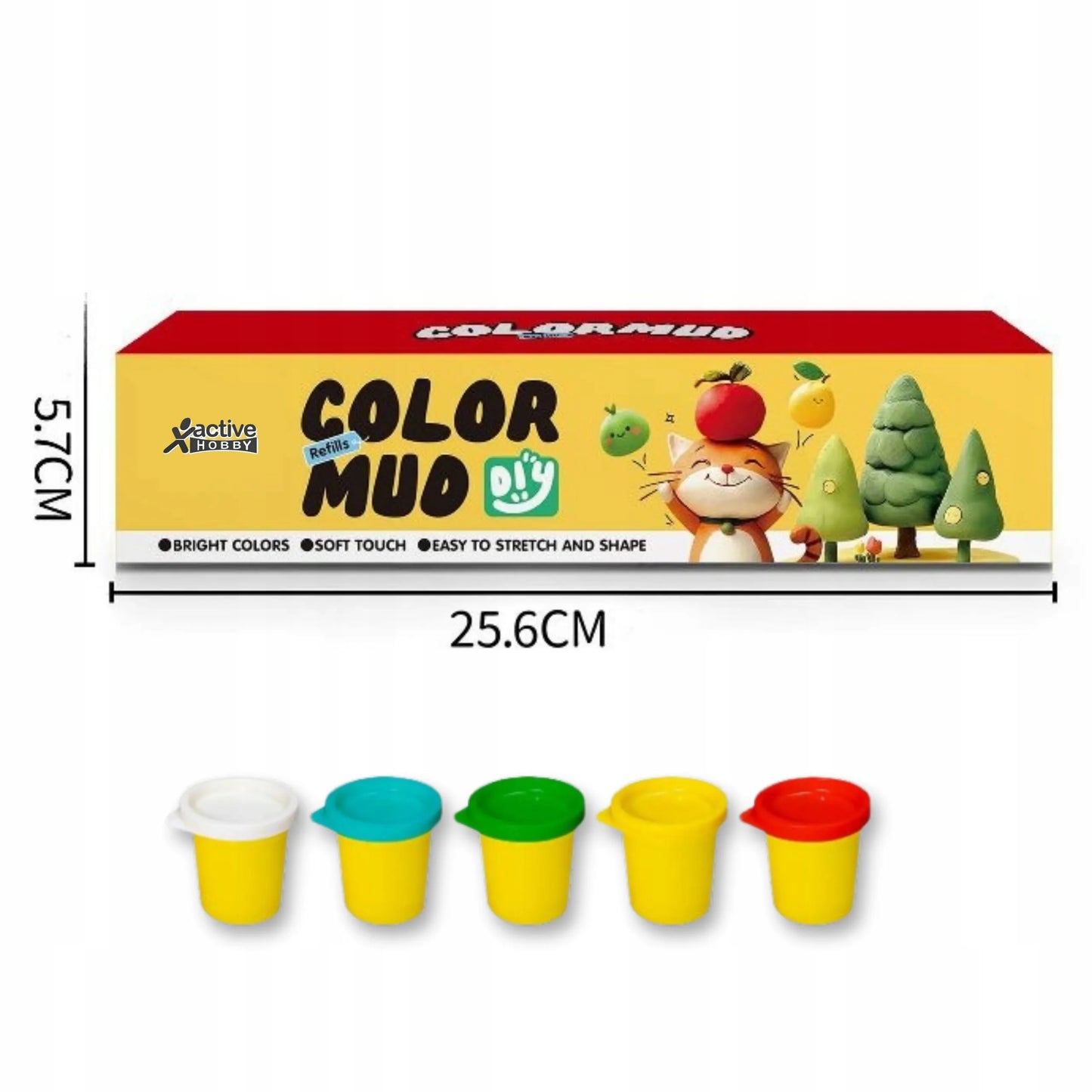 PLASTILINAS Rinkinys vaikams 5 indeliai pagrindinių spalvų