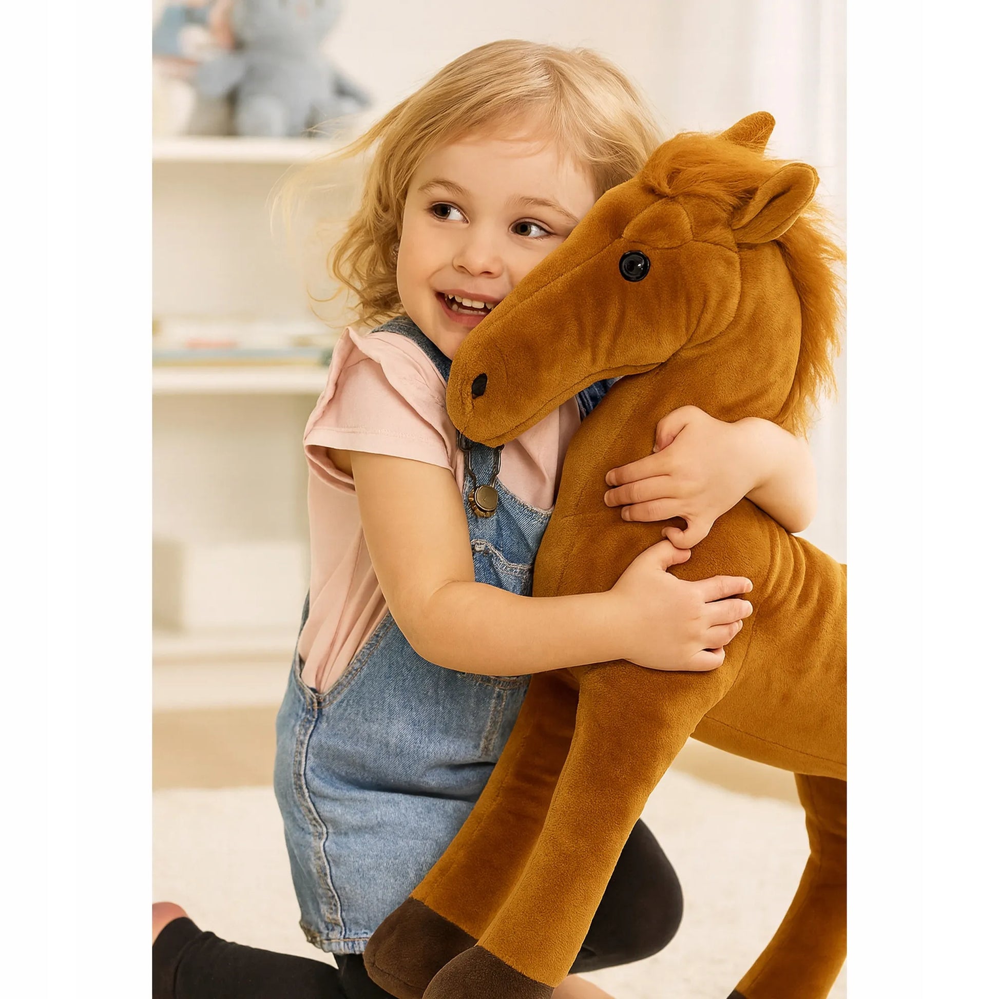Pliušinis arkliukas Hobby Horse žaislas vaikams, juodas