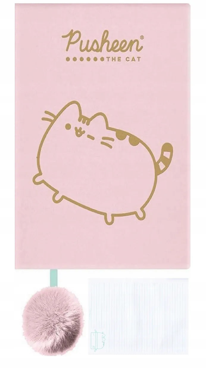 Pliušinis dienoraštis užrašinė katė Pusheen rožinė su kailiuku ir bumbulu St. Majewski