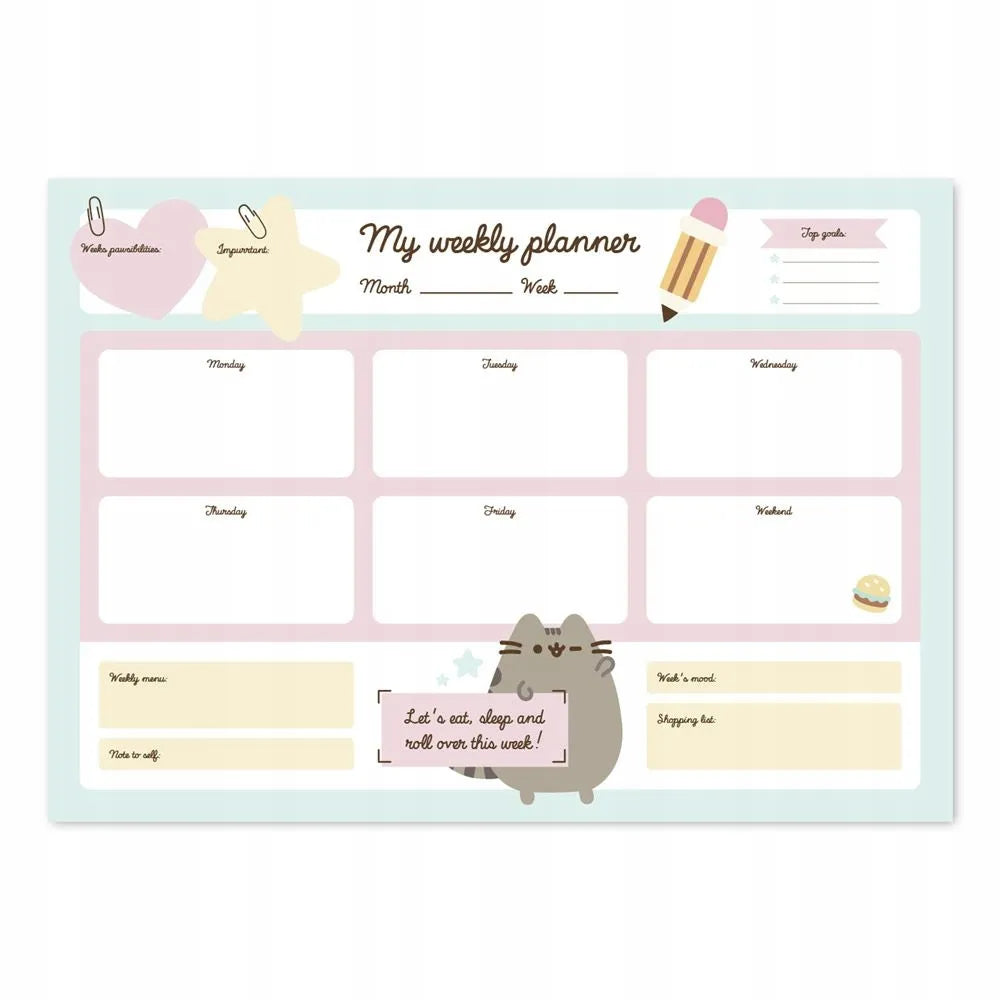 Pusheen savaitės darbo stalo planuoklis A3 [Foodie]