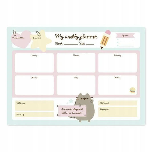 Pusheen savaitės darbo stalo planuoklis A3 [Foodie]