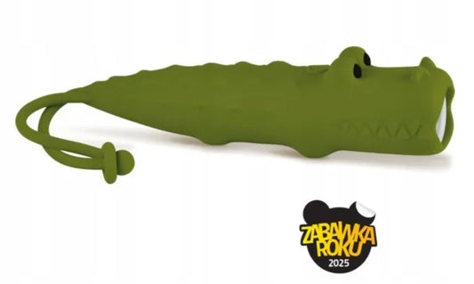 Rabbit&Friends silikoninis žalias krokodilo formos žibintuvėlis su USB įkrovimu