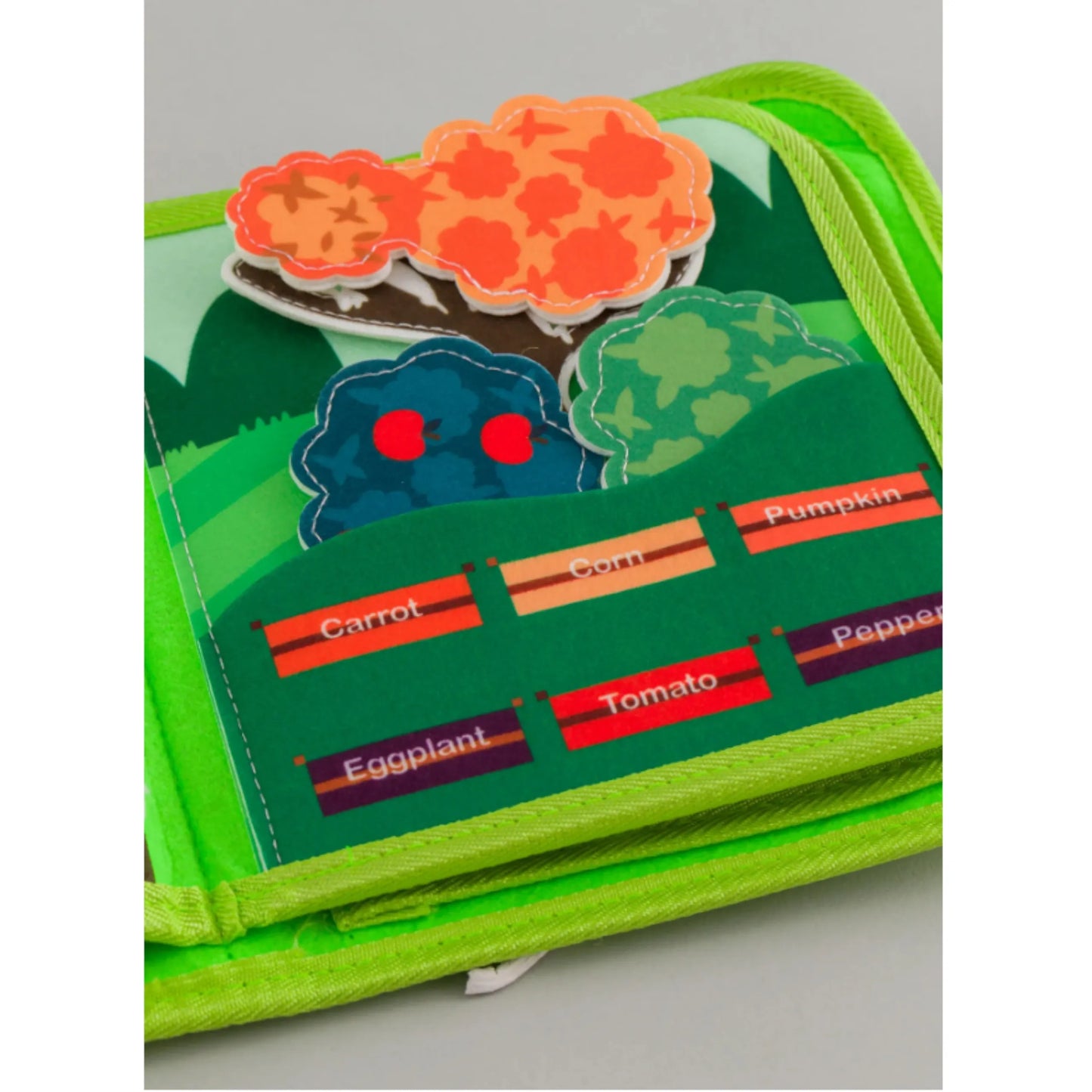 Sensorinė knygelė vaikams ūkis gyvūnėliai su velcro Montessori