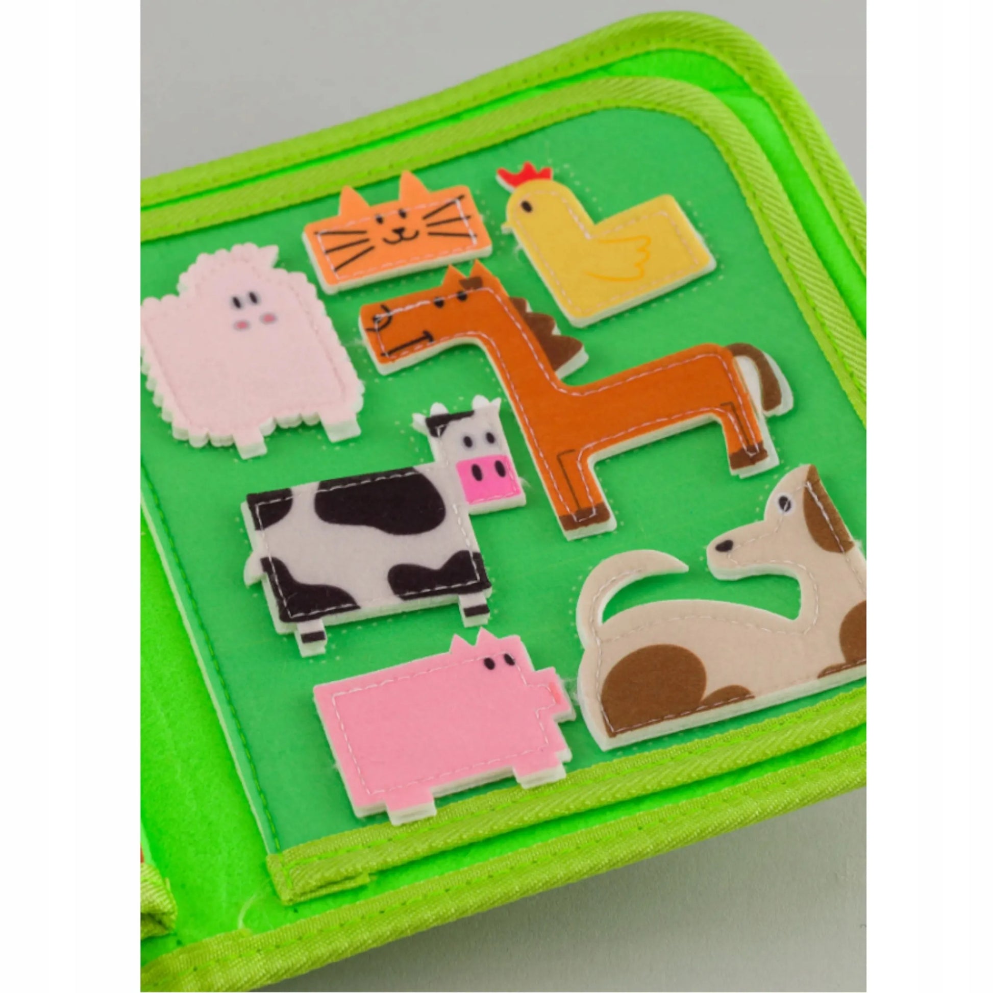 Sensorinė knygelė vaikams ūkis gyvūnėliai su velcro Montessori