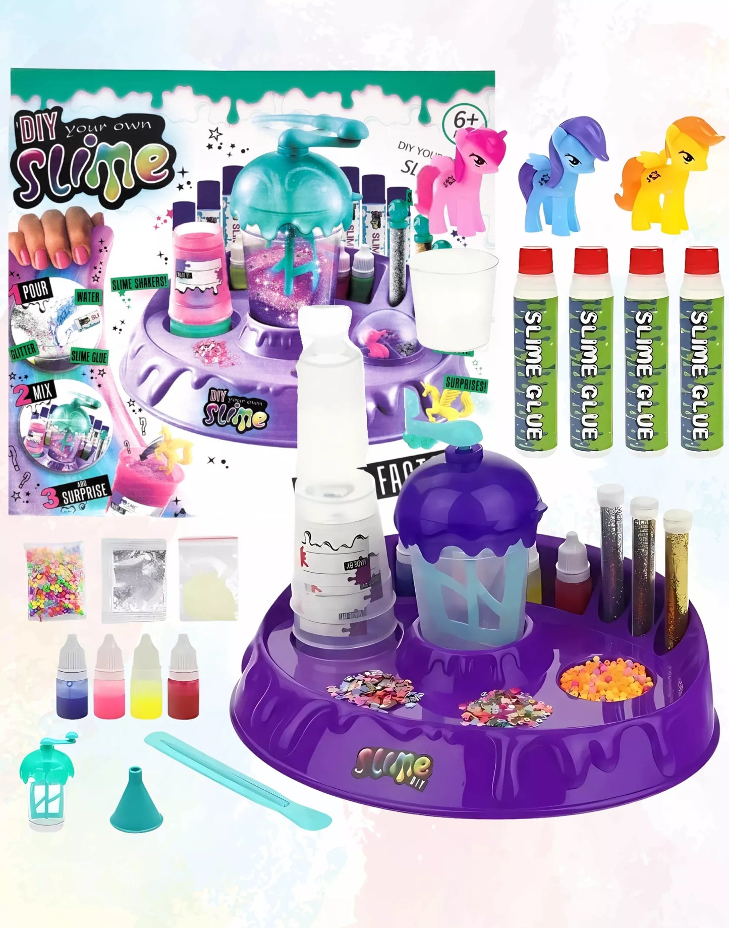 So Slime DIY fabrikos didelis rinkinys: maišytuvas ir klijai gleivėms gaminti vaikams