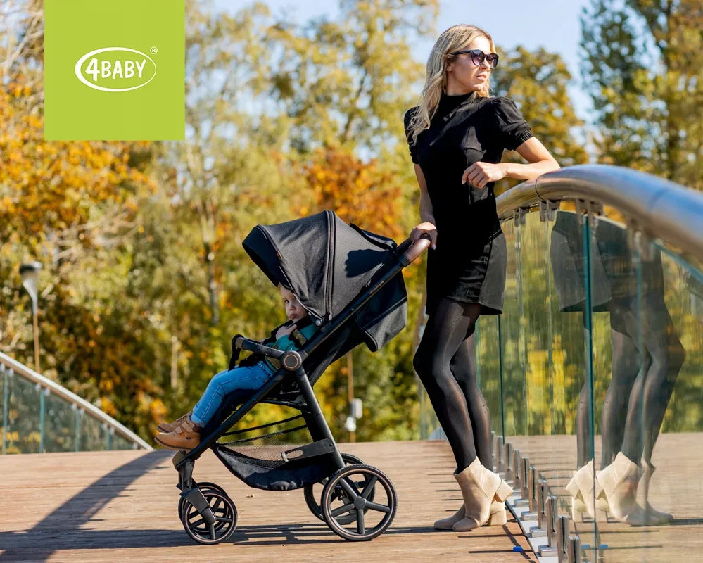 Sportinis vežimėlis 4Baby Stinger PRO Light Grey, geliniai ratai, aliuminis rėmas, iki 22 kg