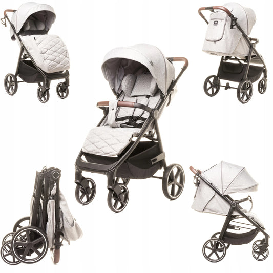 Sportinis vežimėlis 4Baby Stinger PRO Light Grey, geliniai ratai, aliuminis rėmas, iki 22 kg