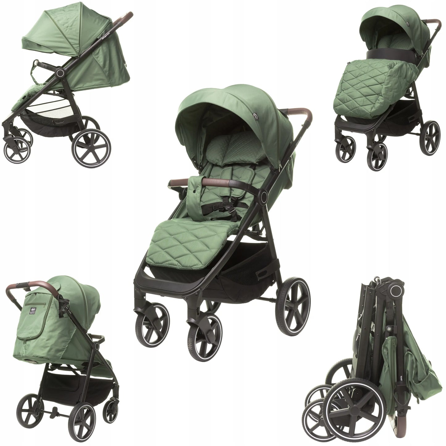 Sportinis vežimėlis 4BABY Stinger PRO Olive, geliniai ratai, sulankstomas