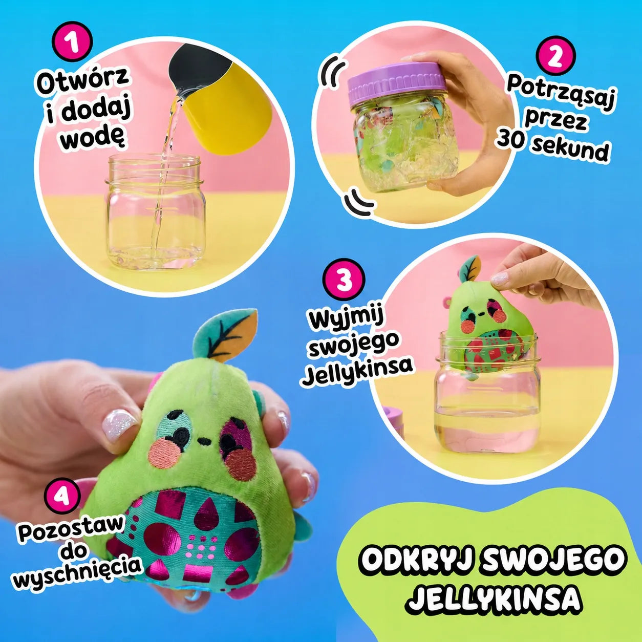 Staigmena pliušinis žaislas stiklainyje pridėkite vandens MAGIC JELLYKINS