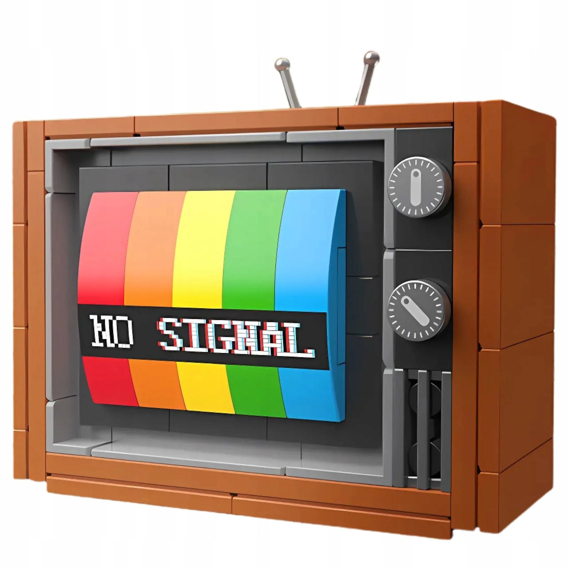Statybinės kaladėlės retro spalvingas televizorius vintage tv su antena 3d 133 el