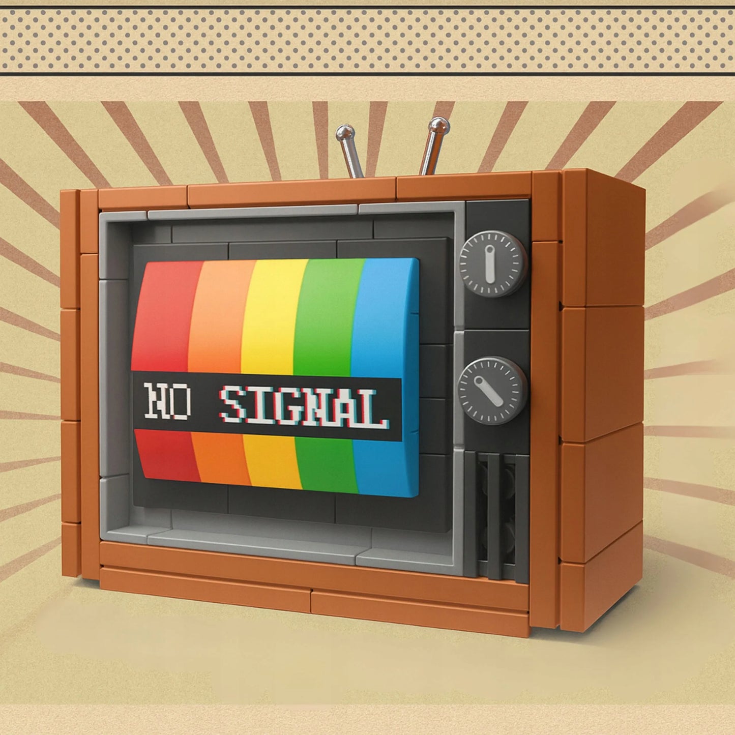Statybinės kaladėlės retro spalvingas televizorius vintage tv su antena 3d 133 el
