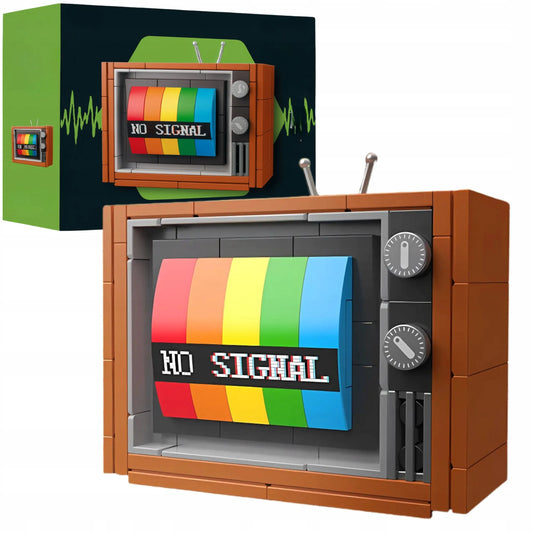 Statybinės kaladėlės retro spalvingas televizorius vintage tv su antena 3d 133 el