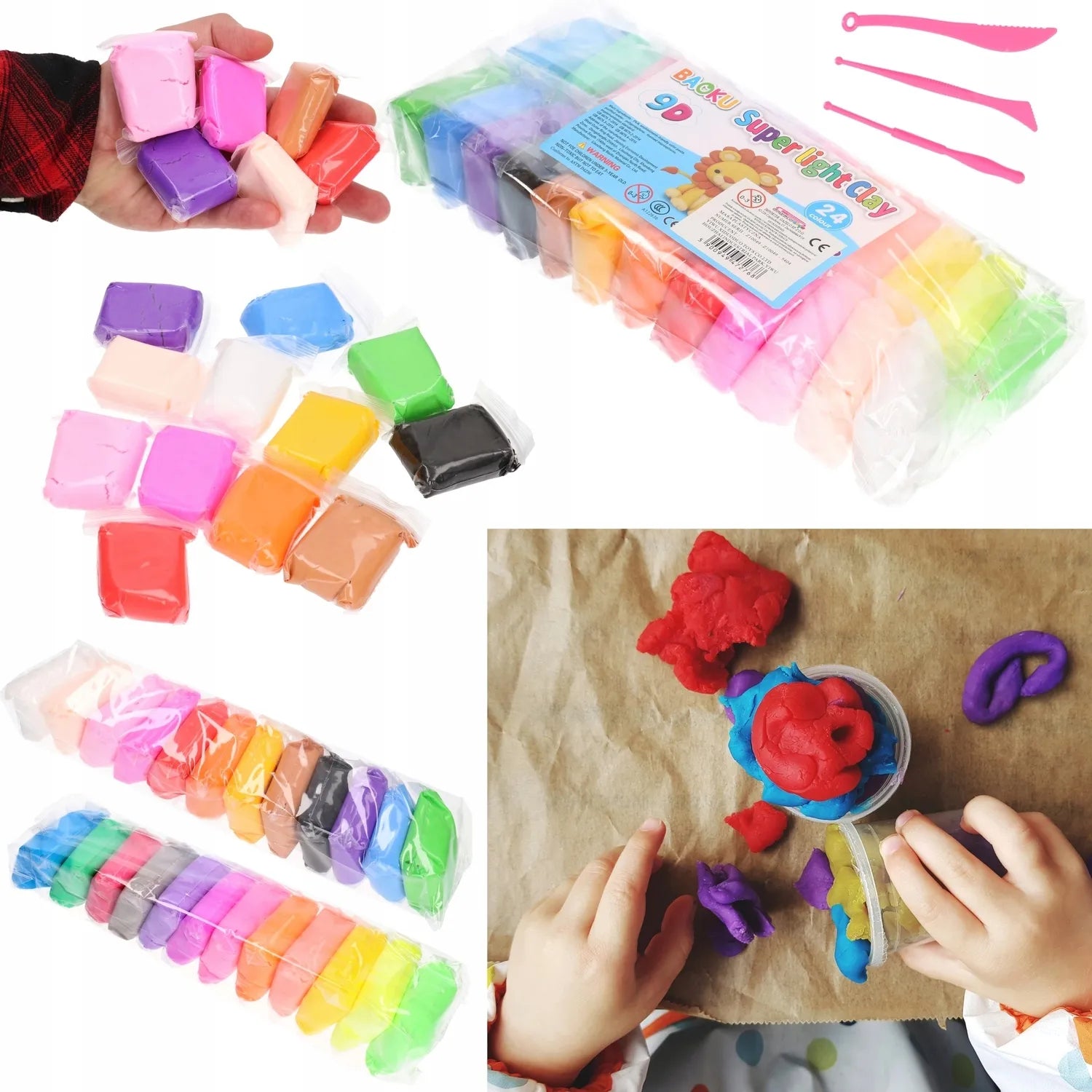 Stebuklinga modeliavimo masė - išmanusis plastilinas, polimerinis molis, 24 vnt.