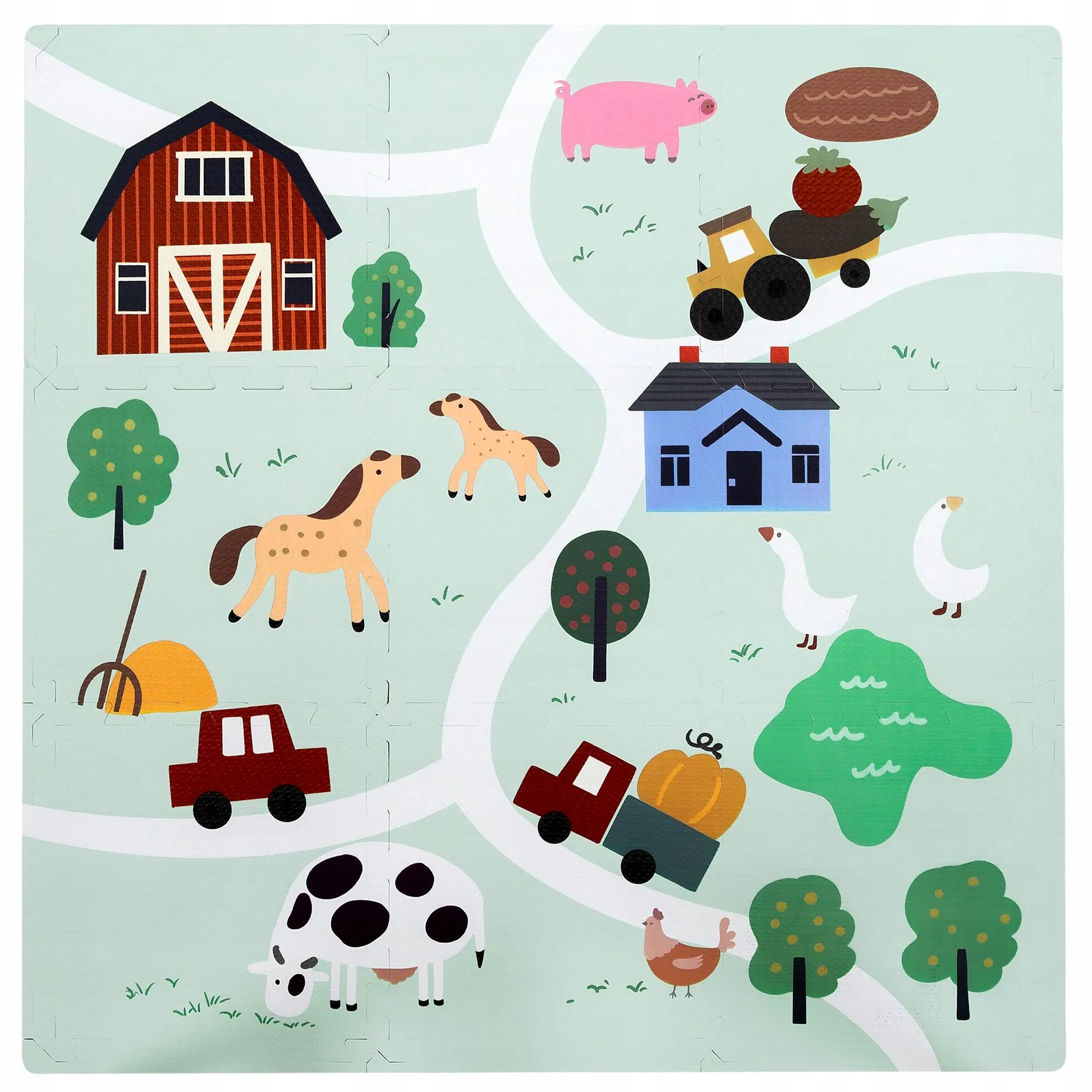 STORŪS PUTŲ PLOKŠTELIŲ DĖLIONĖS, GRINDŲ KILIMĖLIS 90x90, ŪKIS, KELIAI, KAIMAS