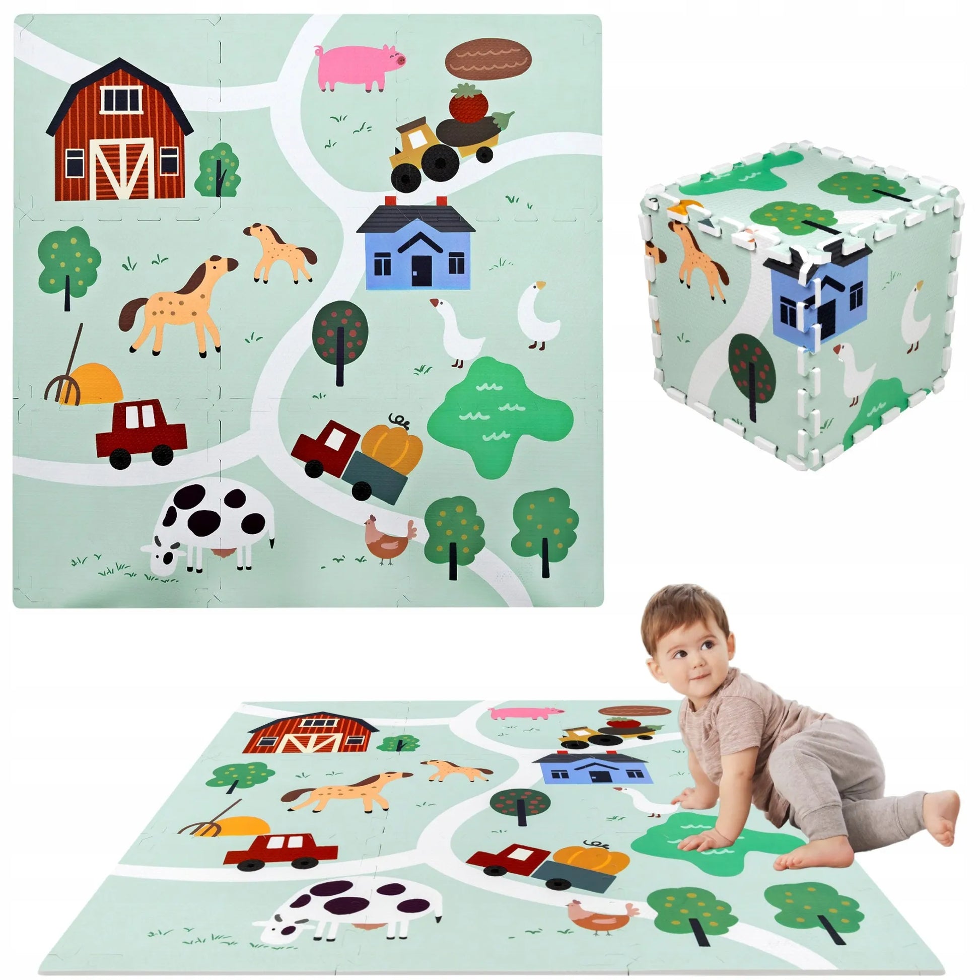 STORŪS PUTŲ PLOKŠTELIŲ DĖLIONĖS, GRINDŲ KILIMĖLIS 90x90, ŪKIS, KELIAI, KAIMAS