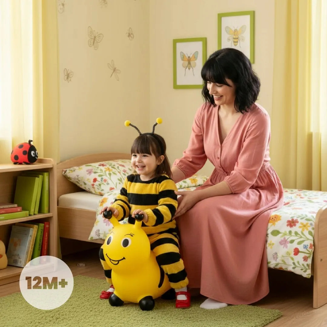 Sun Baby guminis šokliukas vaikams su pompa BITUTĖ geltonas