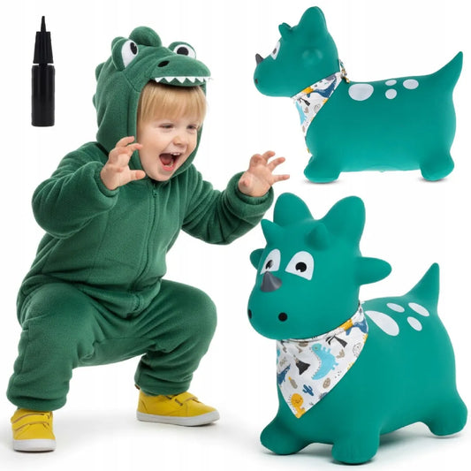 Sun Baby guminis šokliukas vaikams su pompa DINO žalias
