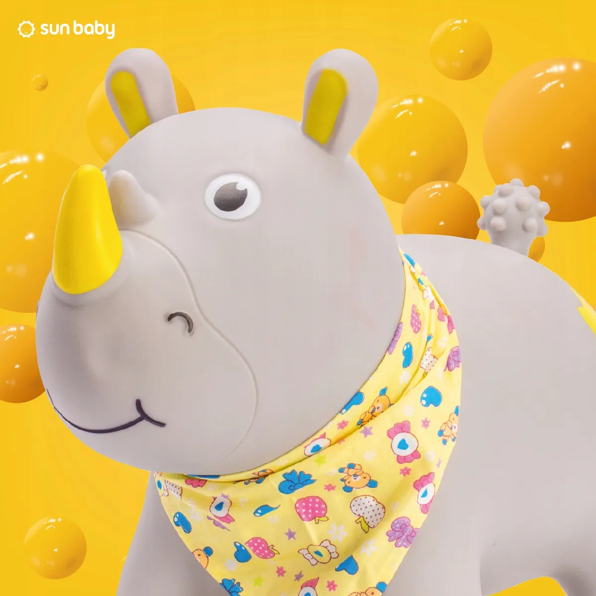 Sun Baby guminis šokliukas vaikams su pompa ir bandana, RAGANOSIS, pilkas