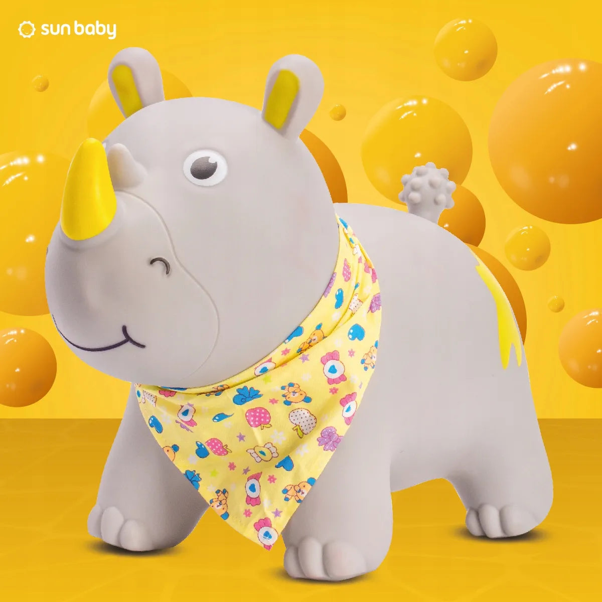 Sun Baby guminis šokliukas vaikams su pompa ir bandana, RAGANOSIS, pilkas