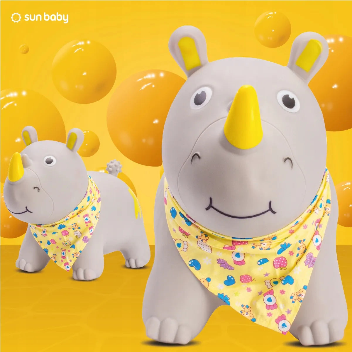 Sun Baby guminis šokliukas vaikams su pompa ir bandana, RAGANOSIS, pilkas