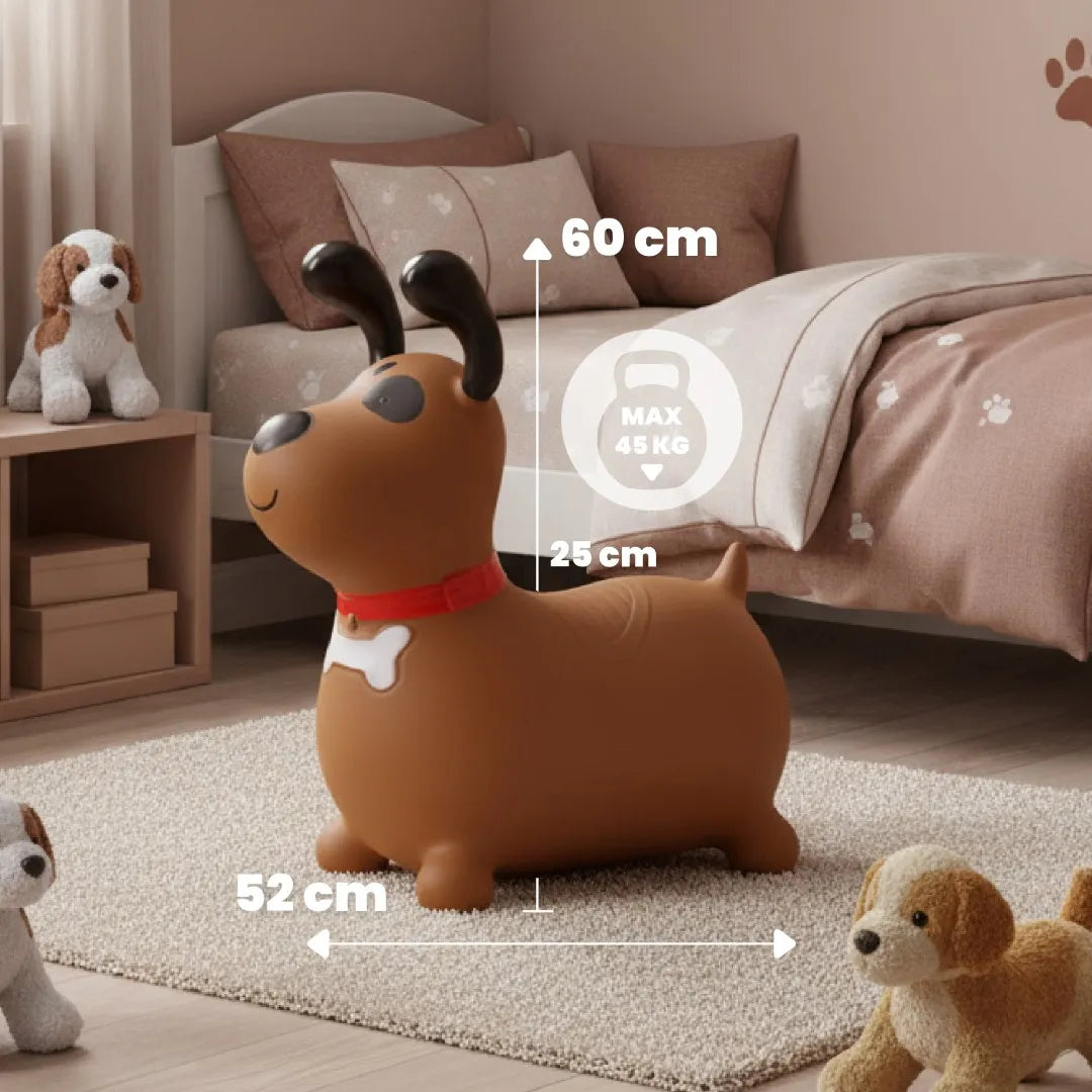 Sun Baby guminis šokliukas vaikams su pompa, Reksio, rudas