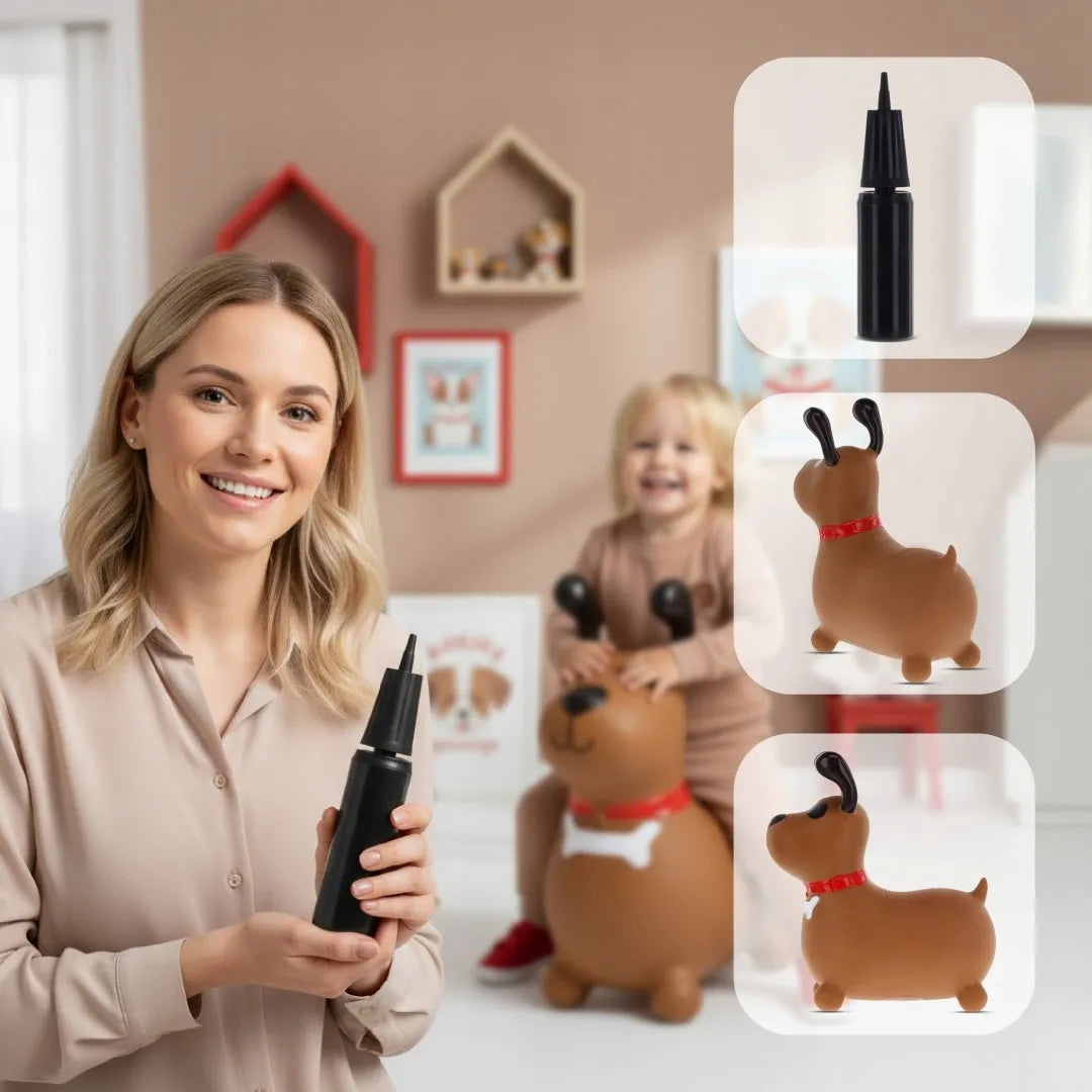 Sun Baby guminis šokliukas vaikams su pompa, Reksio, rudas