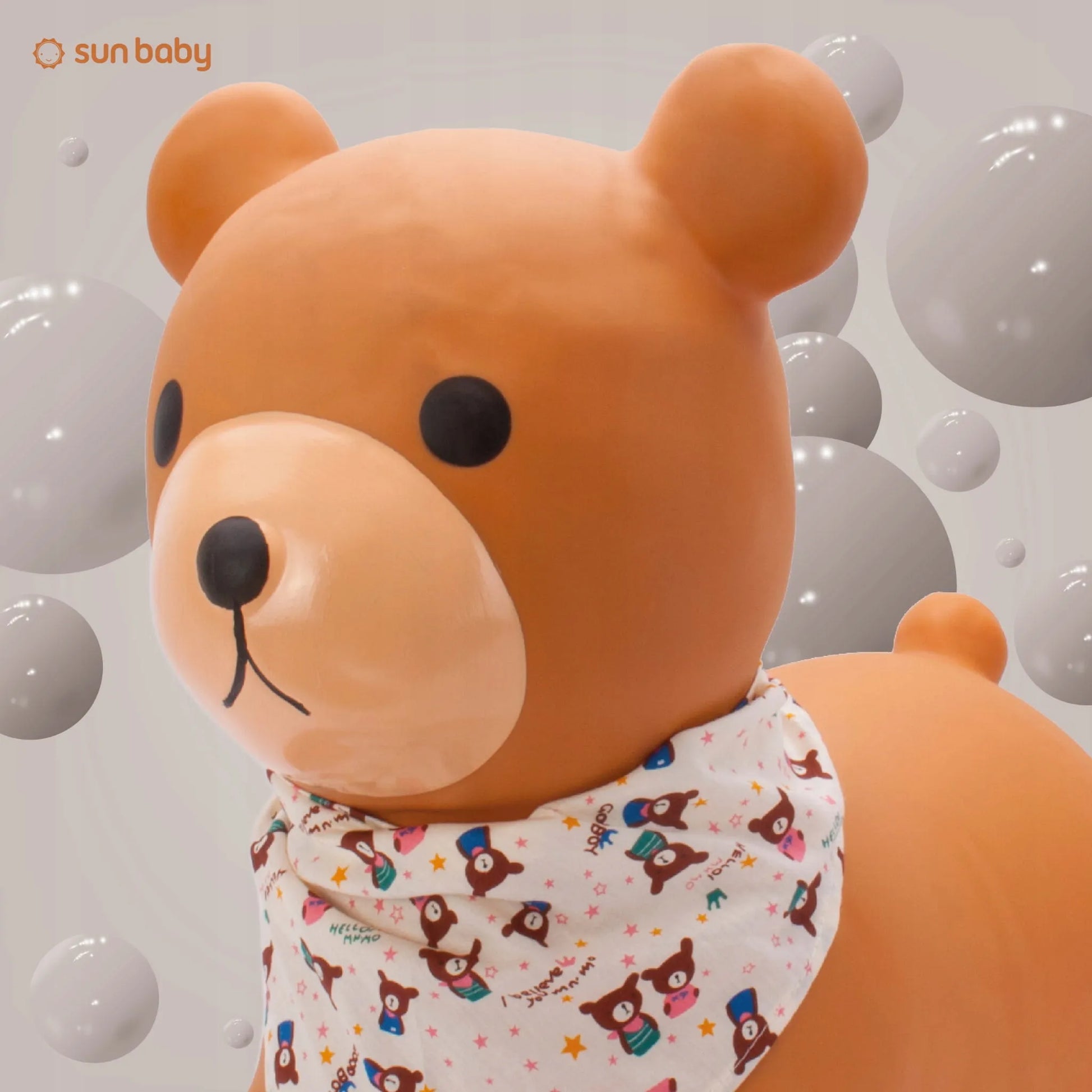 Sun Baby guminis šokliukas vaikams su pompa TEDDY, smėlio spalvos
