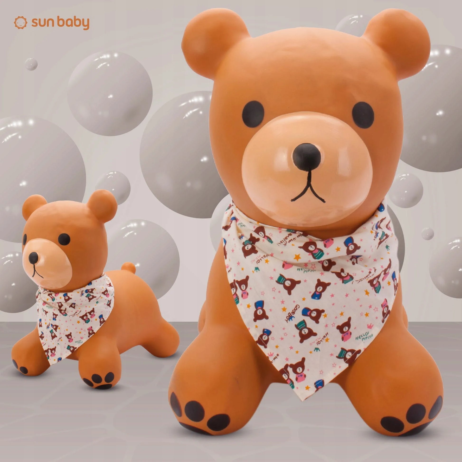 Sun Baby guminis šokliukas vaikams su pompa TEDDY, smėlio spalvos