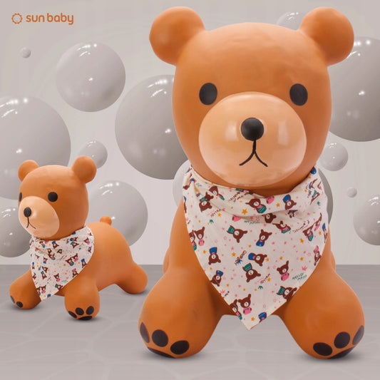 Sun Baby guminis šokliukas vaikams su pompa TEDDY, smėlio spalvos