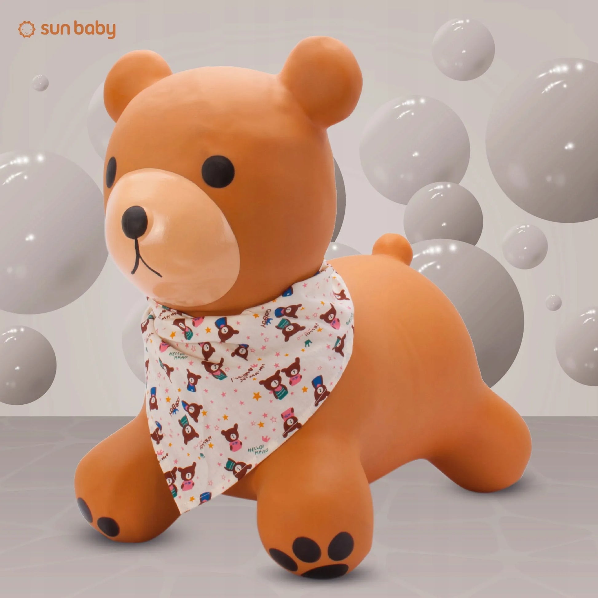 Sun Baby guminis šokliukas vaikams su pompa TEDDY, smėlio spalvos