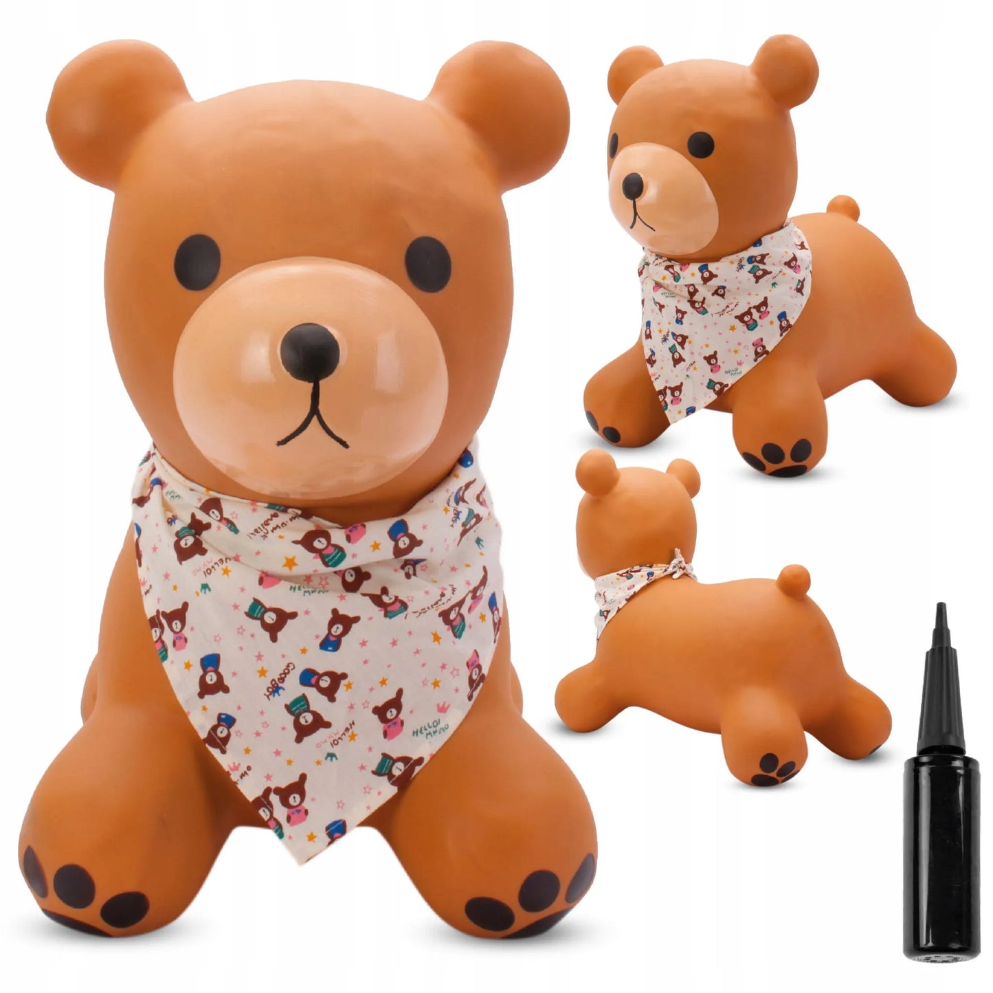 Sun Baby guminis šokliukas vaikams su pompa TEDDY, smėlio spalvos