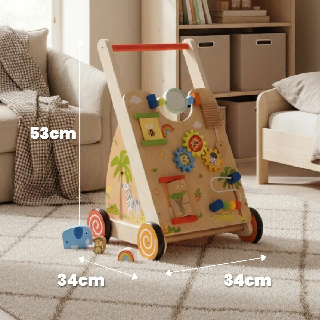 Sun Baby medinė vaikštynė 2in1 interaktyvi XXL