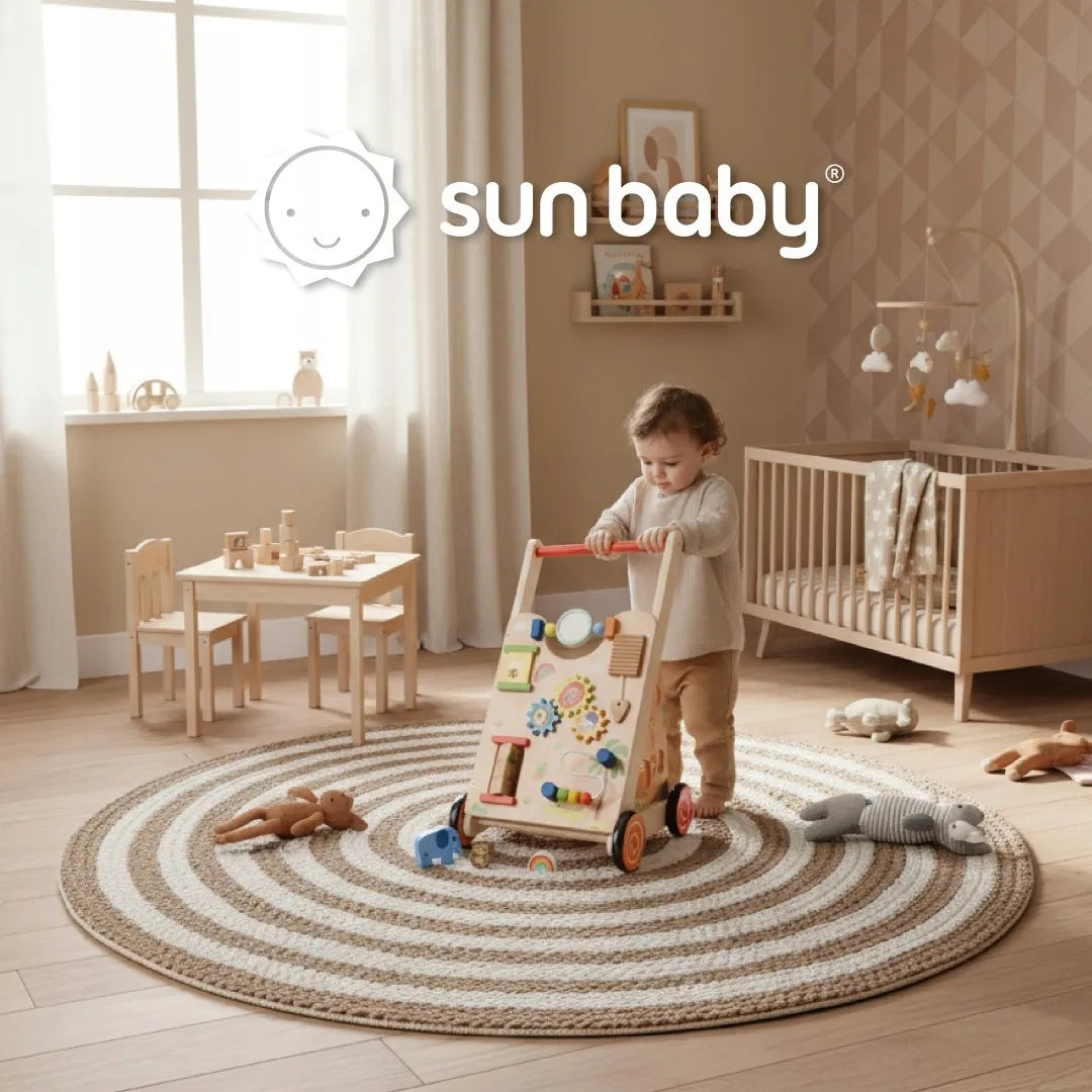 Sun Baby medinė vaikštynė 2in1 interaktyvi XXL
