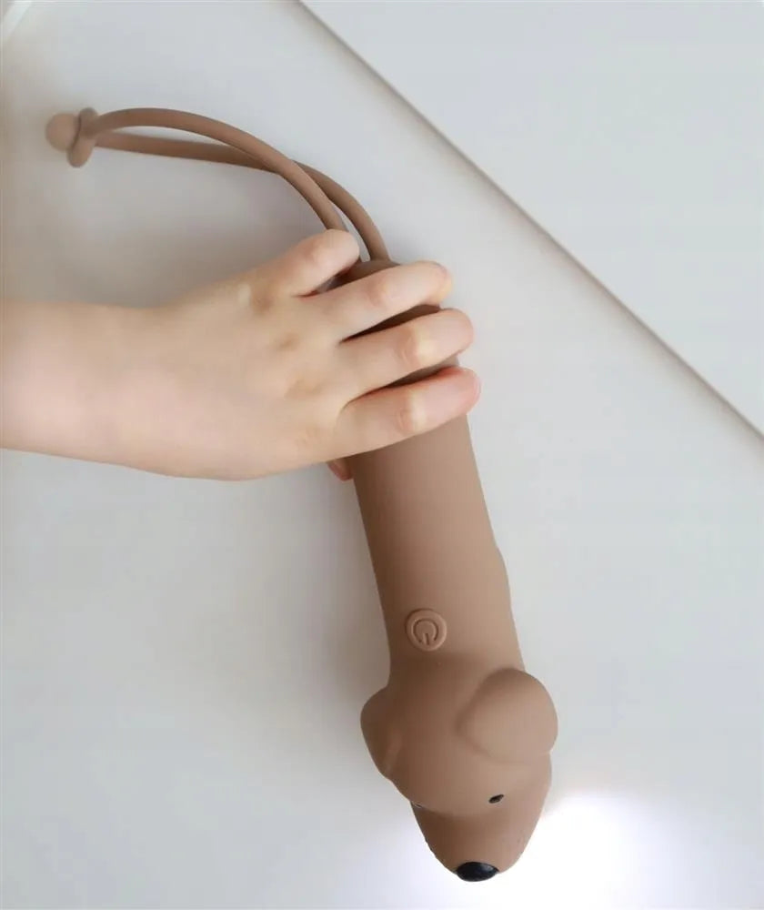 ŠUNIUKAS BUDDY žibintuvėlis-naktinė lemputė vaikams, silikoninis, USB-C, Rabbit & Friends
