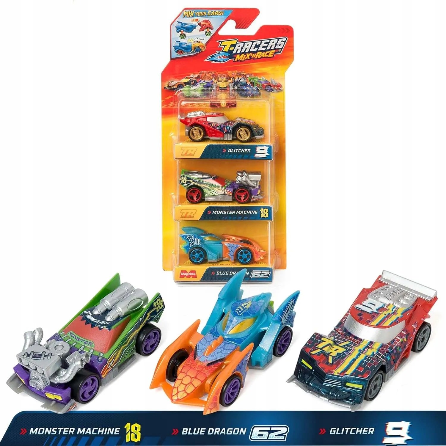 T-Racers MIX’N RACE 6 lenktyninių automobilių rinkinys