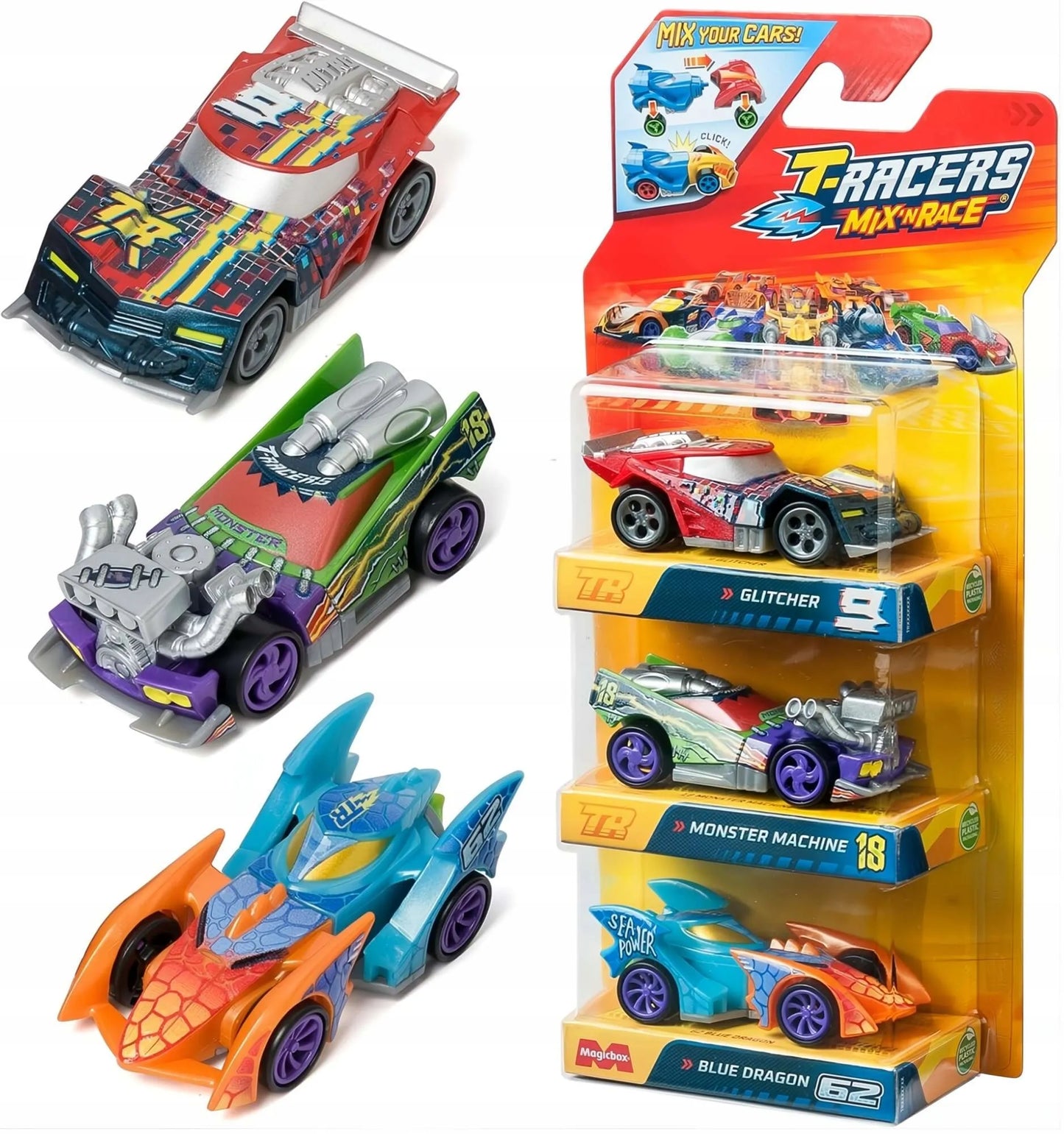 T-Racers MIX’N RACE 6 lenktyninių automobilių rinkinys
