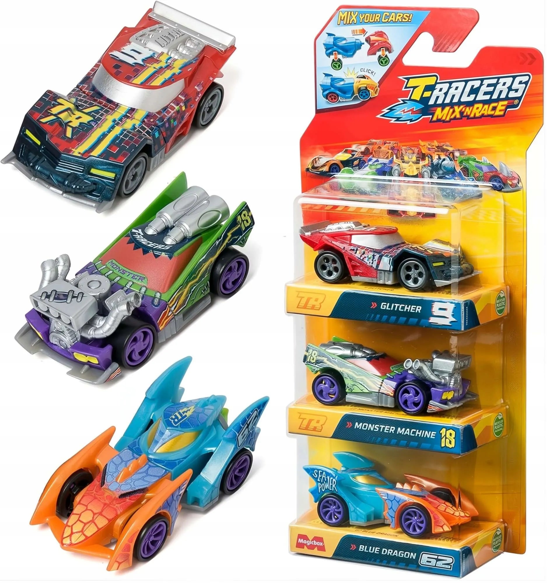 T-Racers MIX’N RACE 6 lenktyninių automobilių rinkinys