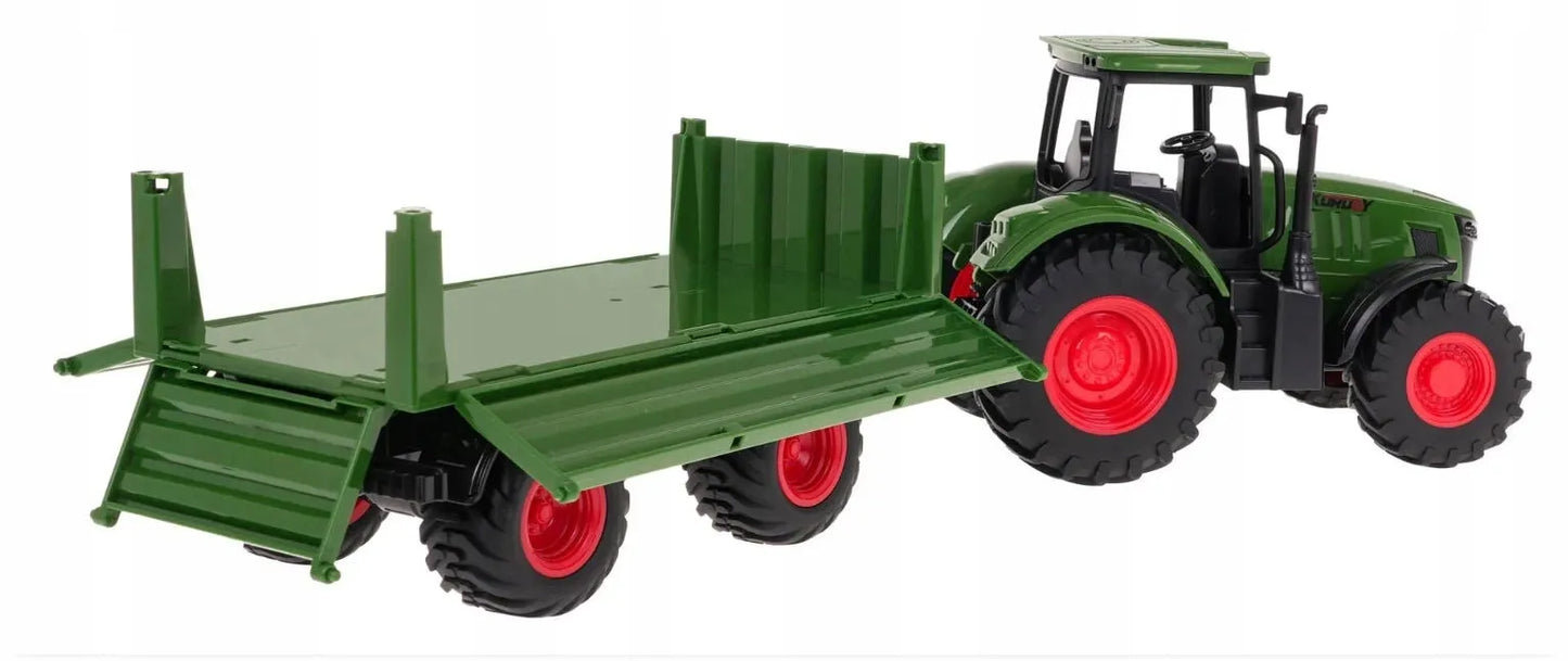 Traktorius su priekaba Coil, didelis modelis 1:24, žalias