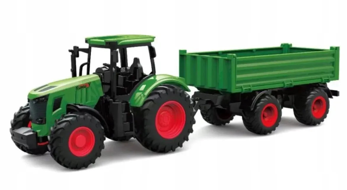 Traktorius su priekaba Coil, didelis modelis 1:24, žalias