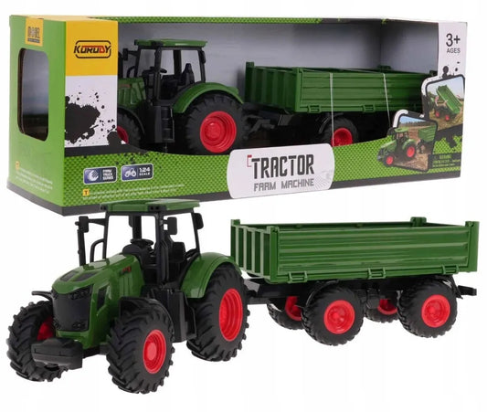 Traktorius su priekaba Coil, didelis modelis 1:24, žalias