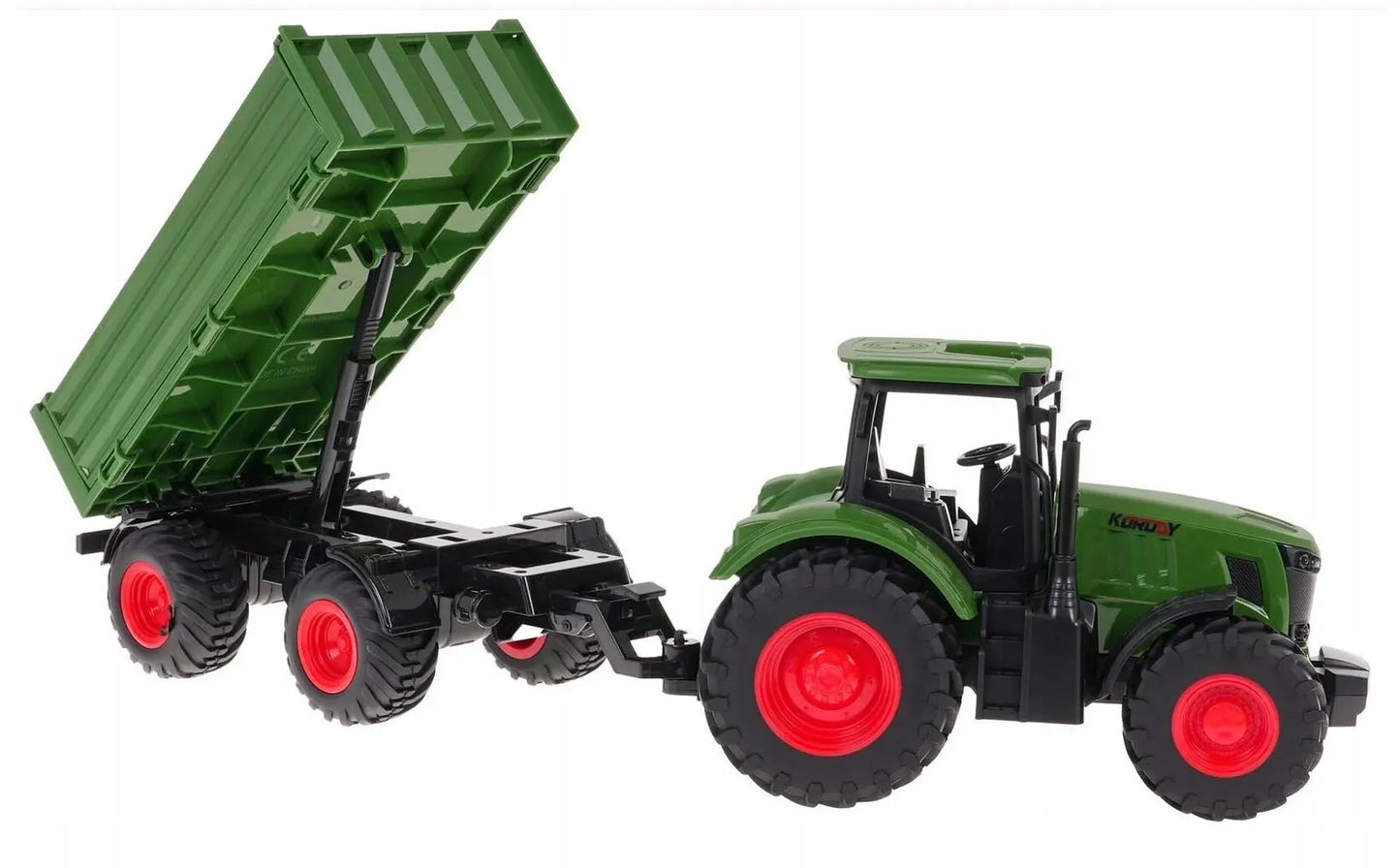 Traktorius su priekaba Coil, didelis modelis 1:24, žalias