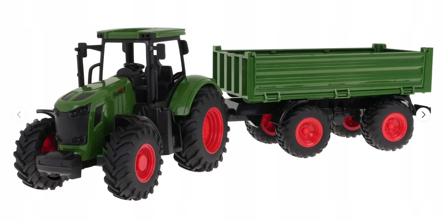 Traktorius su priekaba Coil, didelis modelis 1:24, žalias