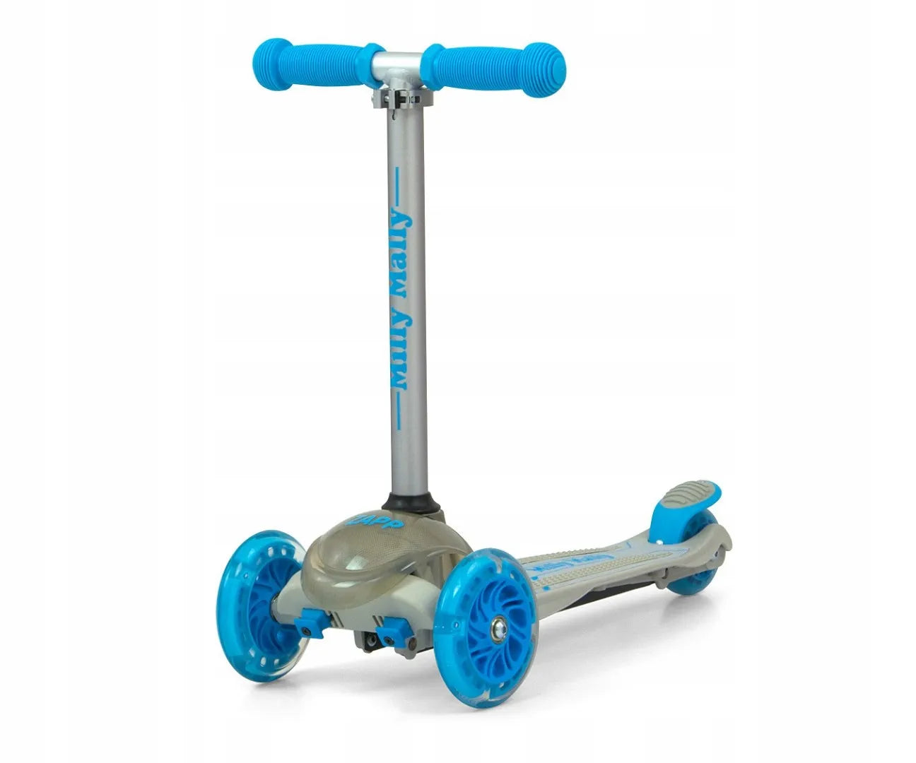 Triratukas vaikams Milly Mally Scooter LED ratukai iki 50 kg reguliuojamas stabdys