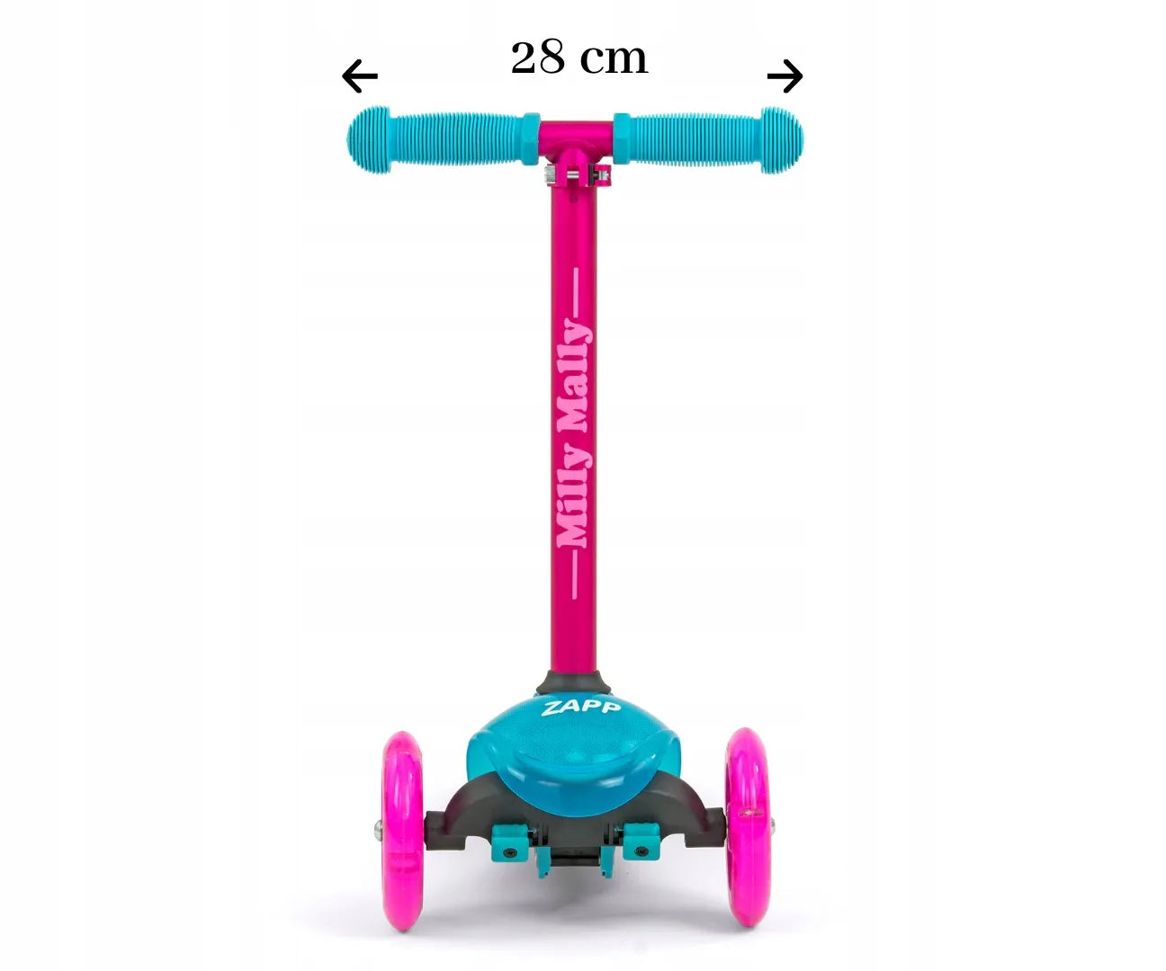 Triratukas vaikams Milly Mally Scooter LED ratukai iki 50 kg reguliuojamas stabdys
